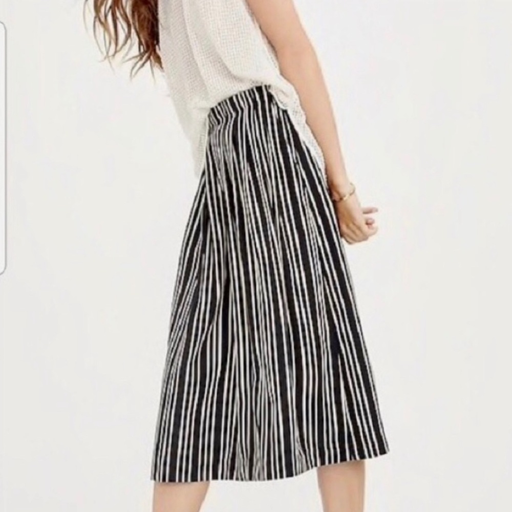 J.Crew Pleated Striped Midi Skirt w/ pockets